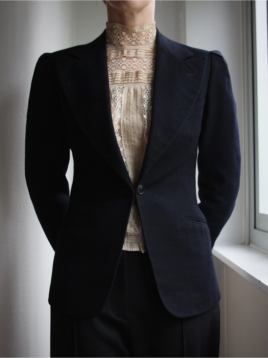 Vintage Jackets & Blazers - 1930's Indigo Wool Tailored Blazer Jacket
